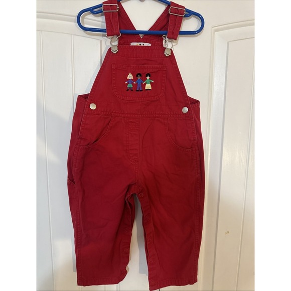 Vintage Unicef Red Overalls 2T Save The Children - Picture 1 of 6
